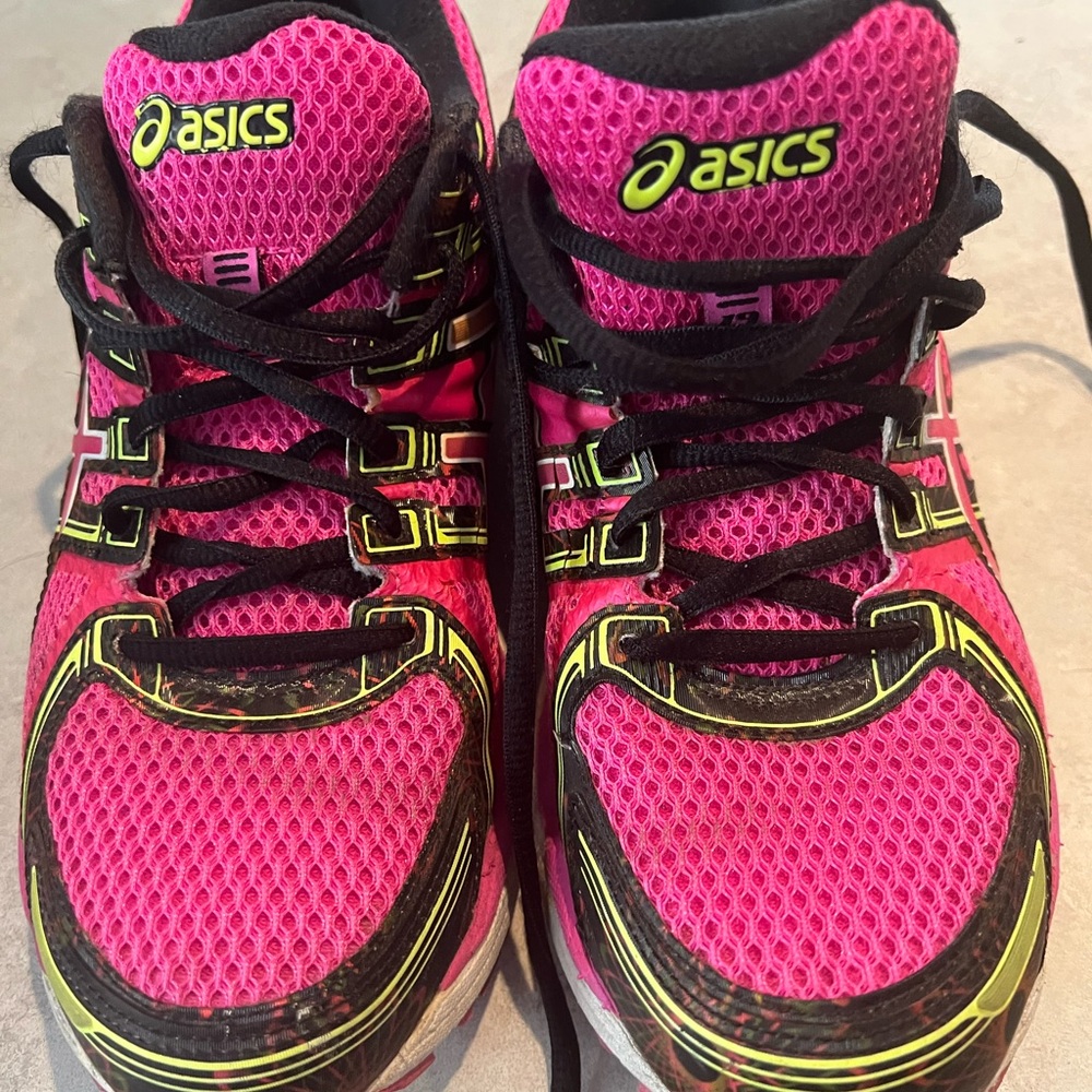 Asics Gel Kayano 19 Women's Athletic Running Shoes T350Q Pink & Yellow Size 9